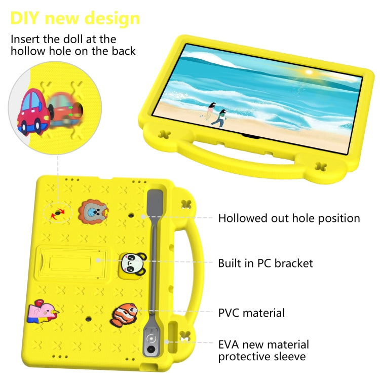 For Lenovo Tab P12 / Xiaoxin Pad Pro 12.7 Handle Kickstand Children EVA Shockproof Tablet Case(Yellow)