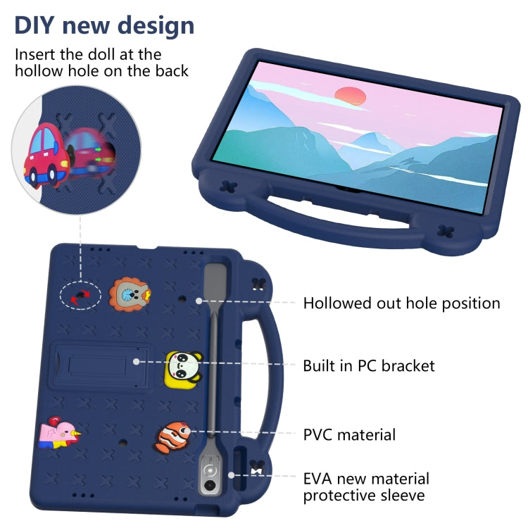 For Lenovo Tab P12 / Xiaoxin Pad Pro 12.7 Handle Kickstand Children EVA Shockproof Tablet Case(Navy Blue)