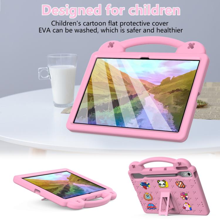 For Lenovo Xiaoxin Pad Pro 12.7 2025 Handle Kickstand Children EVA Shockproof Tablet Case(Pink)