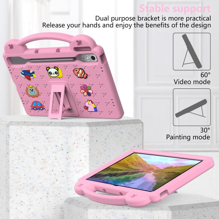For Lenovo Xiaoxin Pad Pro 12.7 2025 Handle Kickstand Children EVA Shockproof Tablet Case(Pink)