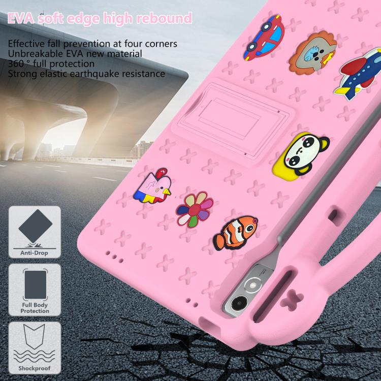 For Lenovo Xiaoxin Pad Pro 12.7 2025 Handle Kickstand Children EVA Shockproof Tablet Case(Pink)