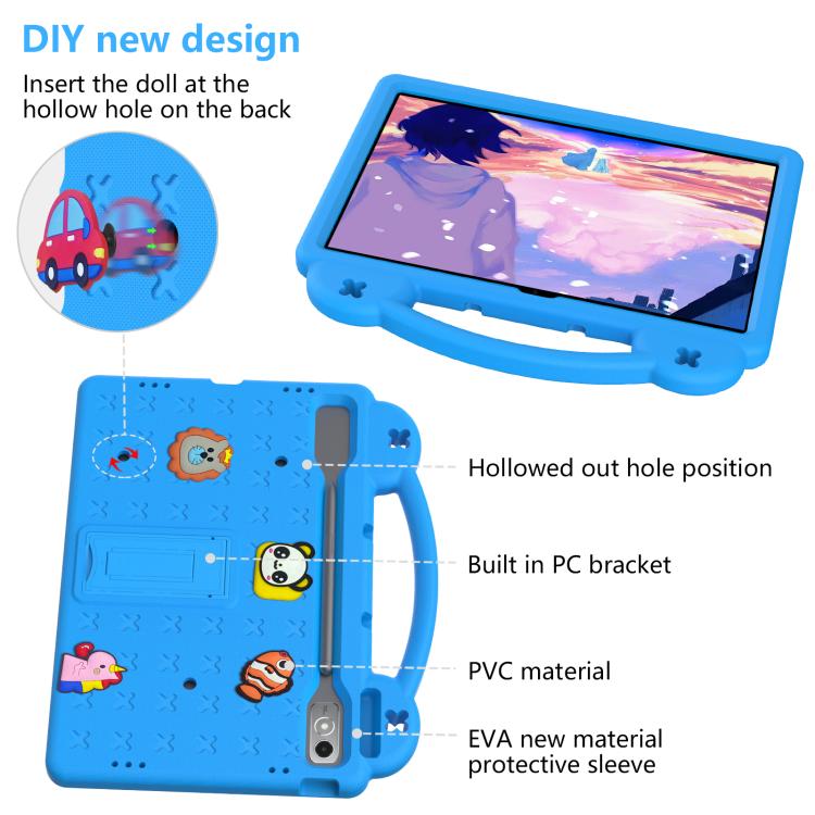 For Lenovo Xiaoxin Pad Pro 12.7 2025 Handle Kickstand Children EVA Shockproof Tablet Case(Sky Blue)