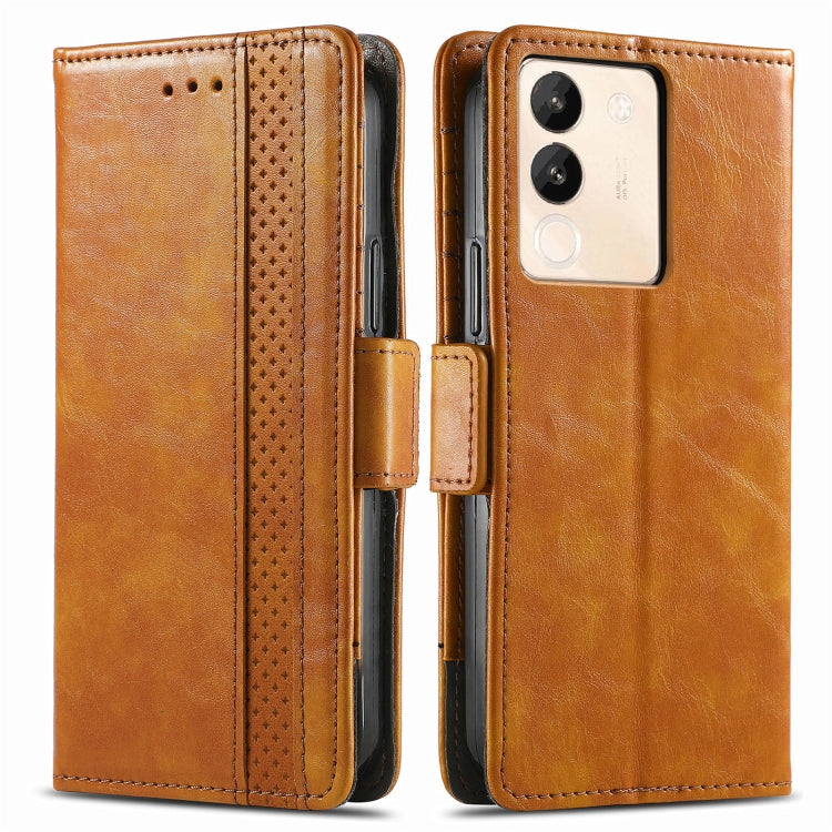 For vivo X100 Pro CaseNeo Splicing Dual Magnetic Buckle Leather Phone Case(Khaki)