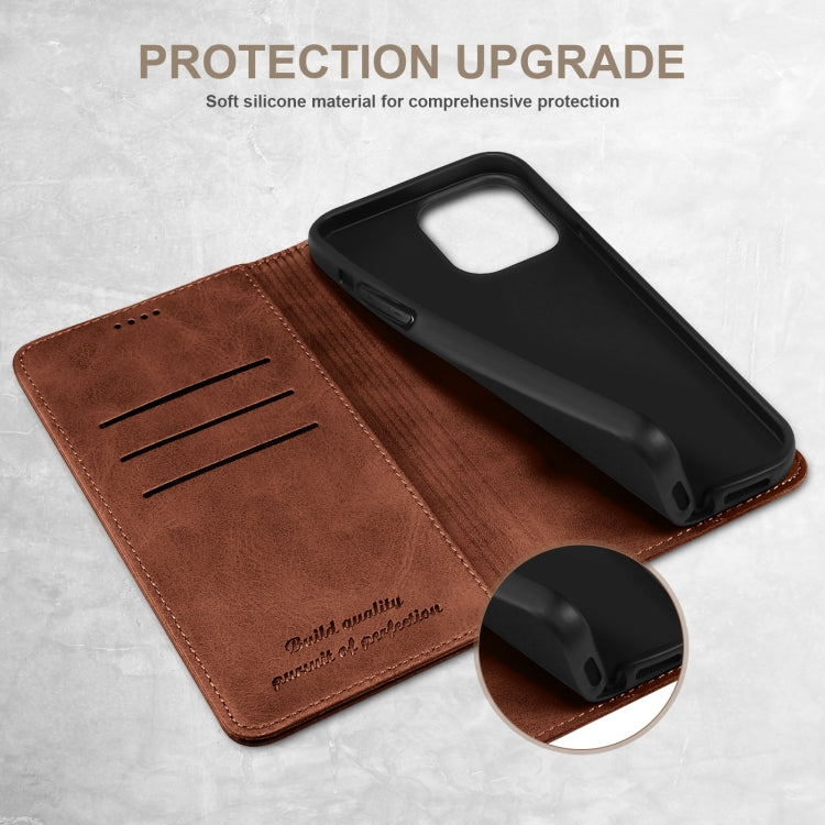 For iPhone 16 Suteni Calf Texture Horizontal Flip Leather Phone Case(Brown)