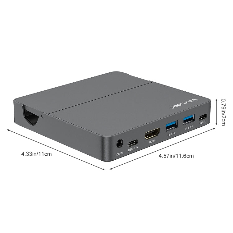 WAVLINK WL-UHP3D01 Portable Type-C Cell Phone Docking Station Multi-Port USB HUB Adapter(US Plug)