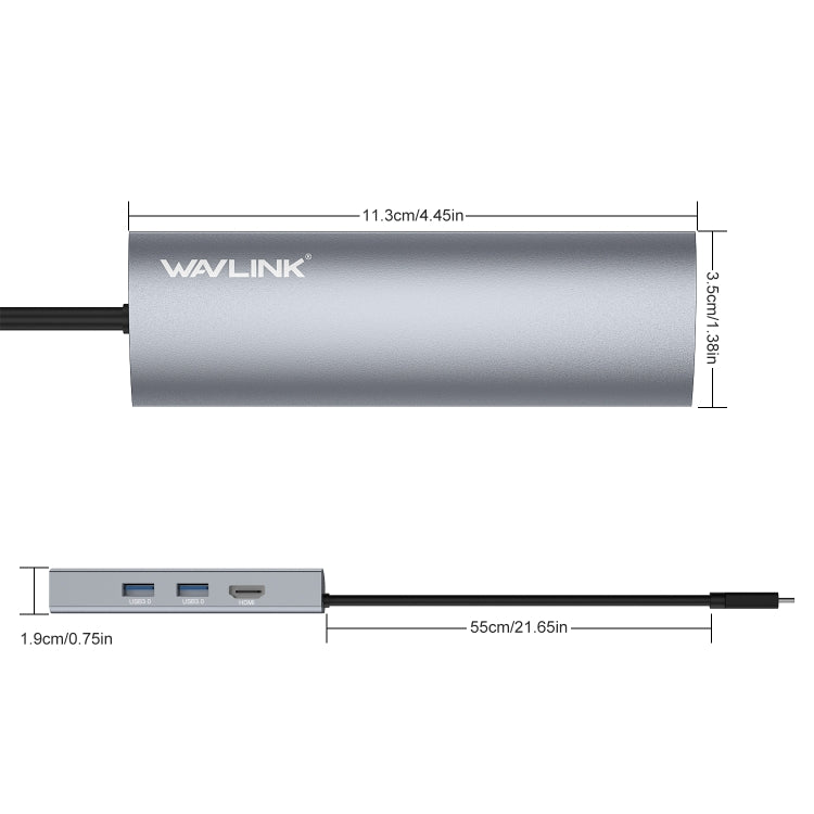 WAVLINK WL-UHP3408 USB HUB Adapter 4-in-1 Type-C to HD + 2xUSB3.0 + Gigabit RJ45 Docking Station - free shipping - PMC Jewellery - Order now!