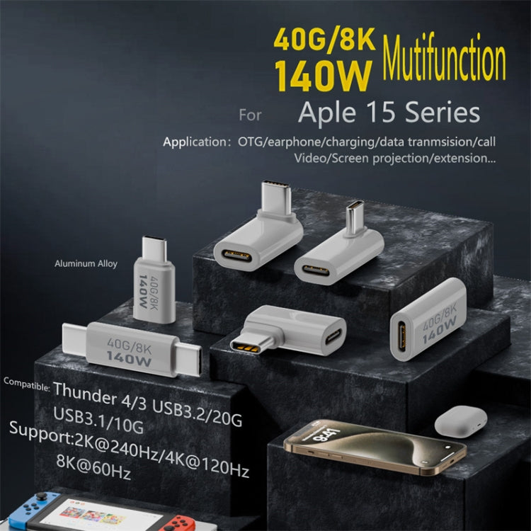 USB 3.1 Type-C to Type-C 40Gbps 8K Transmission Adapter 140W 5A Charge, Specification:Type-C Female to Female