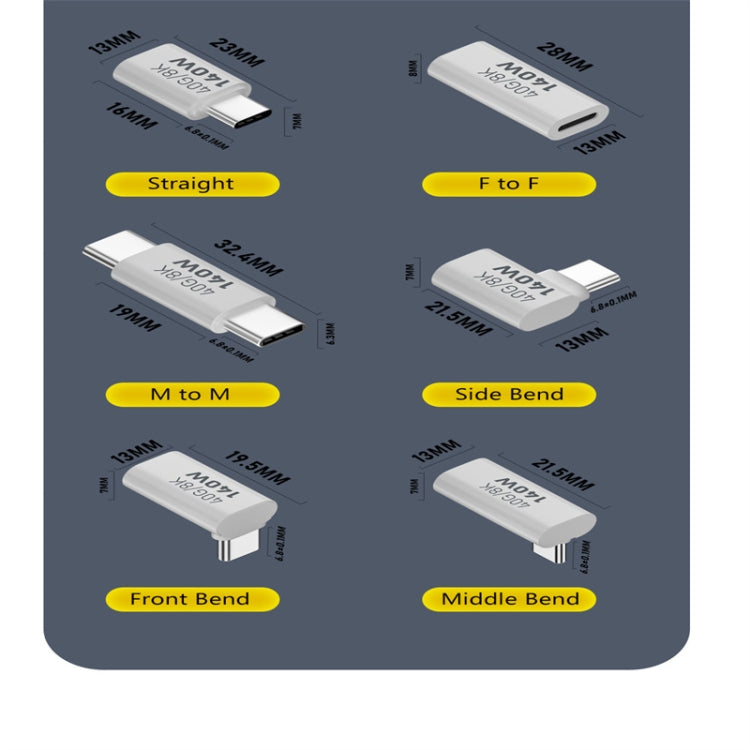USB 3.1 Type-C to Type-C 40Gbps 8K Transmission Adapter 140W 5A Charge, Specification:Type-C Female to Female