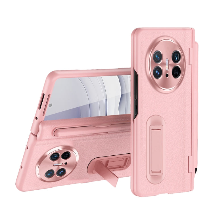 For Huawei Mate X5 Integrated Film Plain Leather Phone Case with Pen(Pink)