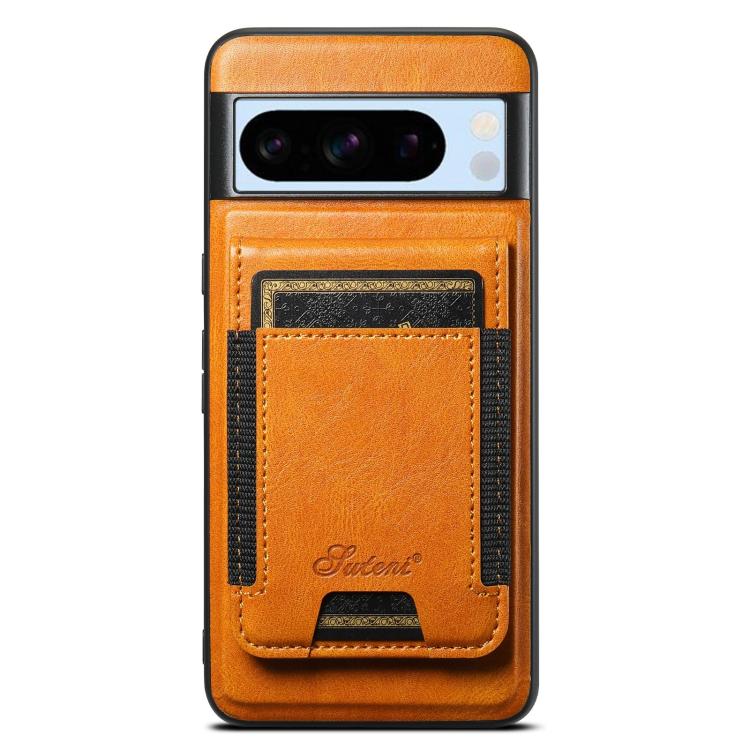 For Google Pixel 8 Pro Suteni H17 Oil Eax Leather Detachable Wallet Phone Case(Khaki)