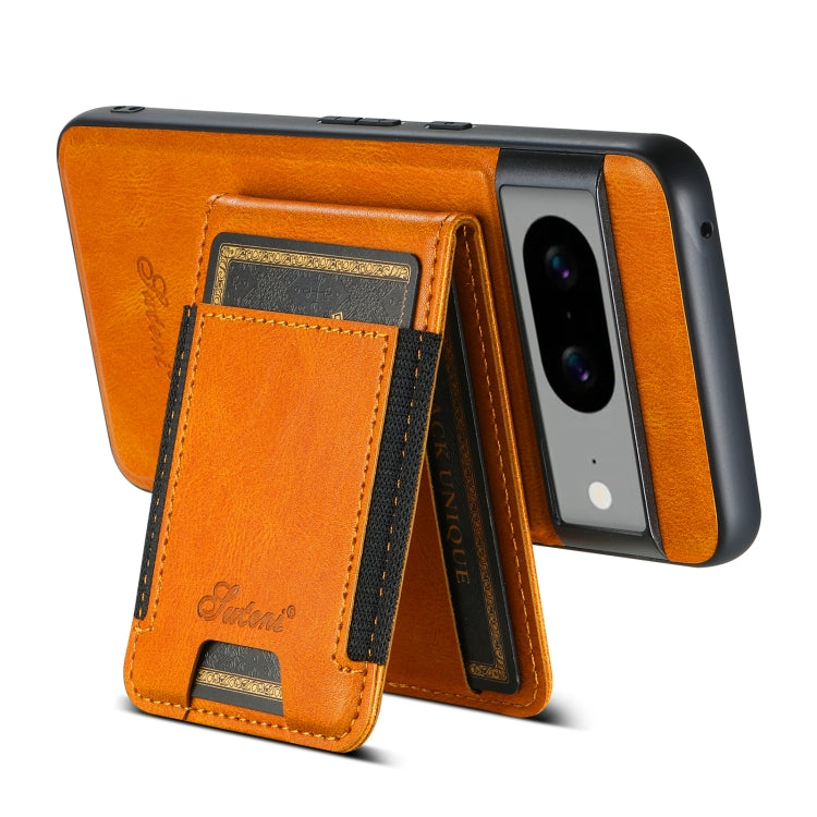 For Google Pixel 6a Suteni H17 Oil Eax Leather Detachable Wallet Phone Case(Khaki)