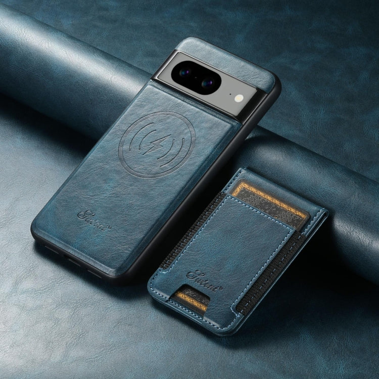 For Google Pixel 8a Suteni H17 Oil Eax Leather Detachable Wallet Phone Case(Blue)