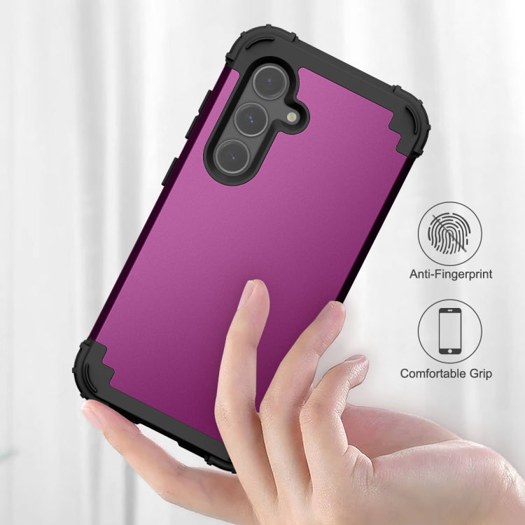 For Samsung Galaxy S24+ 5G 3 in 1 Silicone Hybrid PC Shockproof Phone Case(Dark Purple)