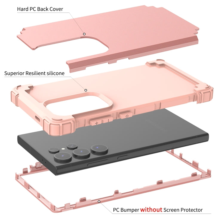 For Samsung Galaxy S24 Ultra 5G 3 in 1 Silicone Hybrid PC Shockproof Phone Case(Rose Gold) - free shipping - PMC Jewellery - Order now!