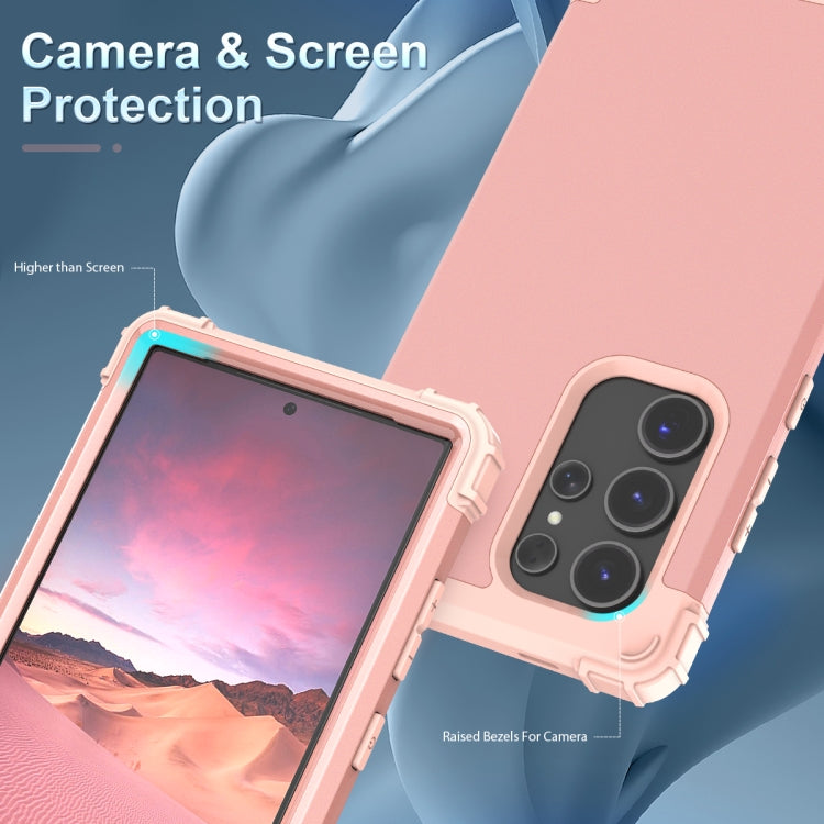 For Samsung Galaxy S24 Ultra 5G 3 in 1 Silicone Hybrid PC Shockproof Phone Case(Rose Gold) - free shipping - PMC Jewellery - Order now!