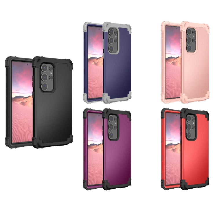 For Samsung Galaxy S24 Ultra 5G 3 in 1 Silicone Hybrid PC Shockproof Phone Case(Rose Gold) - free shipping - PMC Jewellery - Order now!