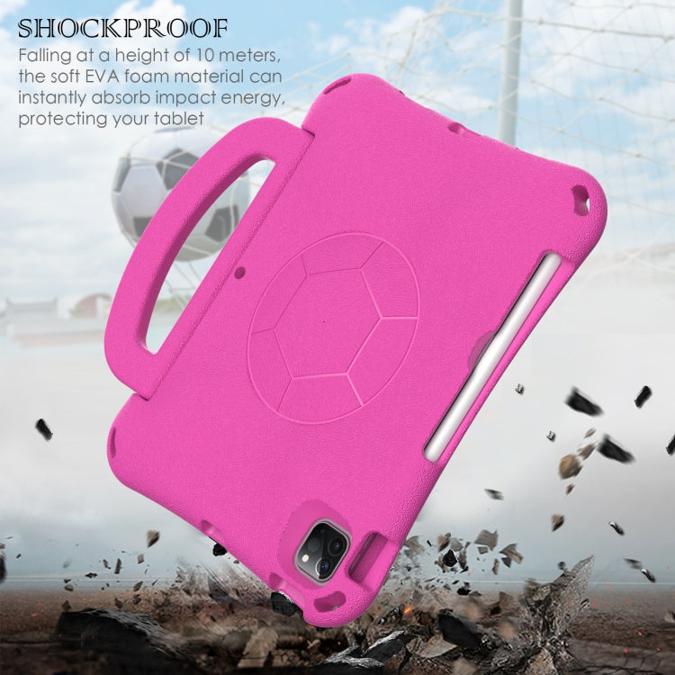 For iPad Air 11 2024 Handle Football Shaped EVA Shockproof Tablet Case(Rose Red)