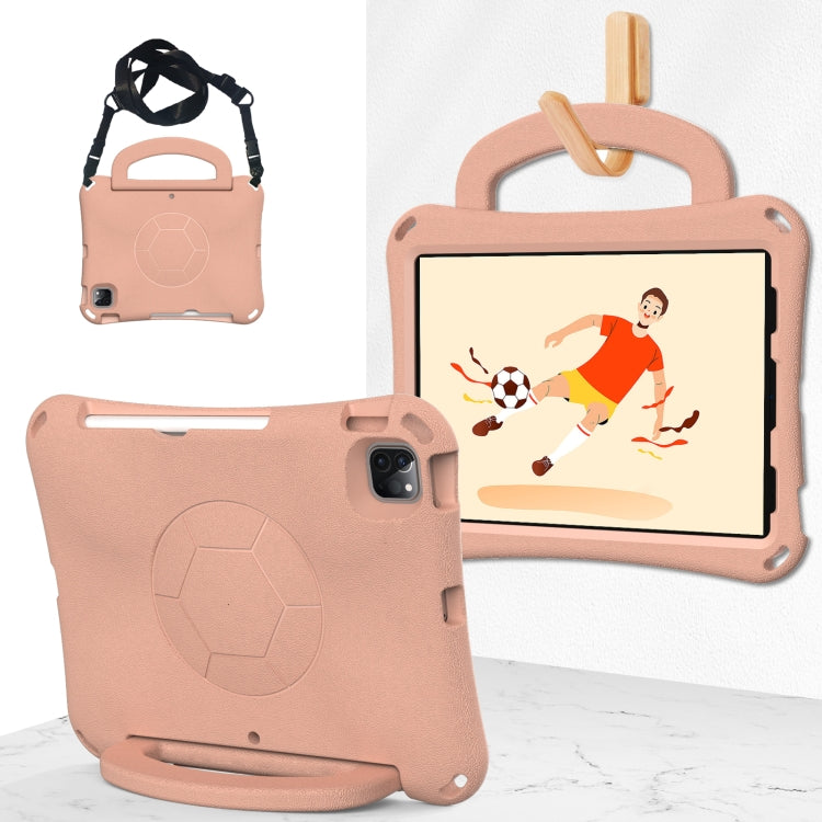 For iPad Air 11 2025 / 2024 Handle Football Shaped EVA Shockproof Tablet Case(Light Pink)