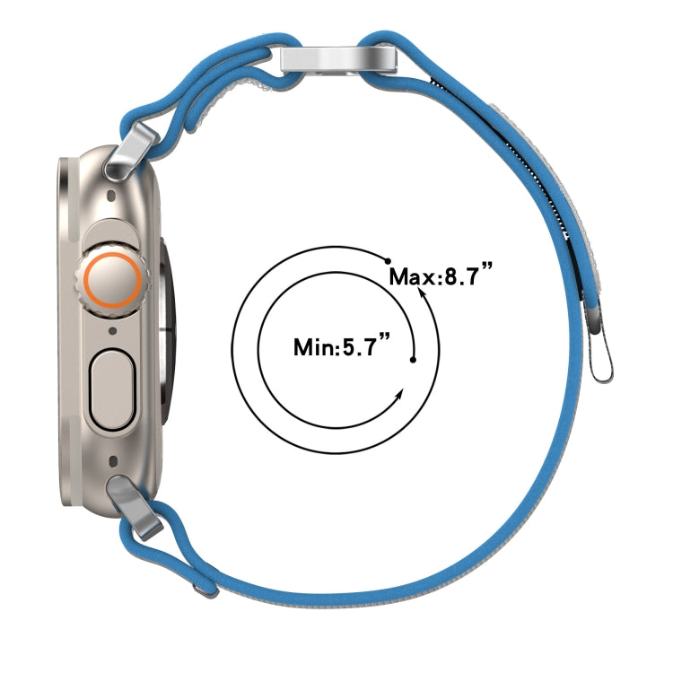 For Apple Watch SE 2023 40mm Double Hook and Loop Faster Nylon Watch Band(Blue+Grey)
