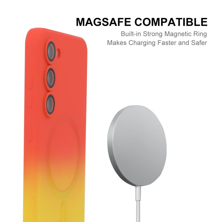 For Samsung Galaxy S23 5G ENKAY Hat-Prince MagSafe Rainbow Gradient Silicone Phone Case with Lens Film(Green Blue) - free shipping - PMC Jewellery - Order now!