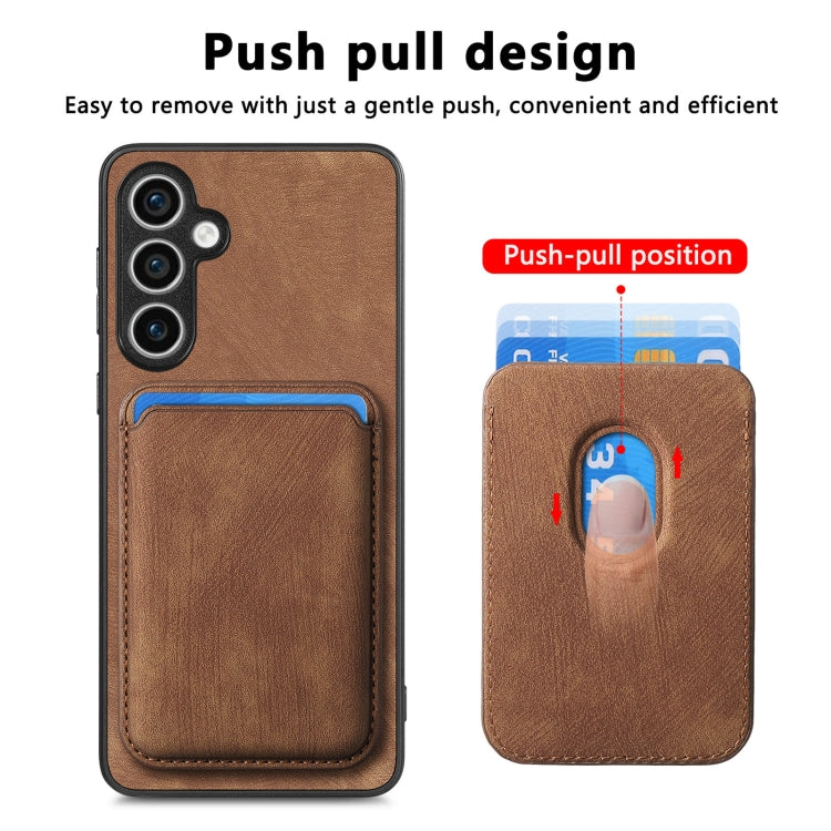 For Samsung Galaxy S23 FE 5G Retro Leather Card Bag Magnetic Phone Case(Brown)