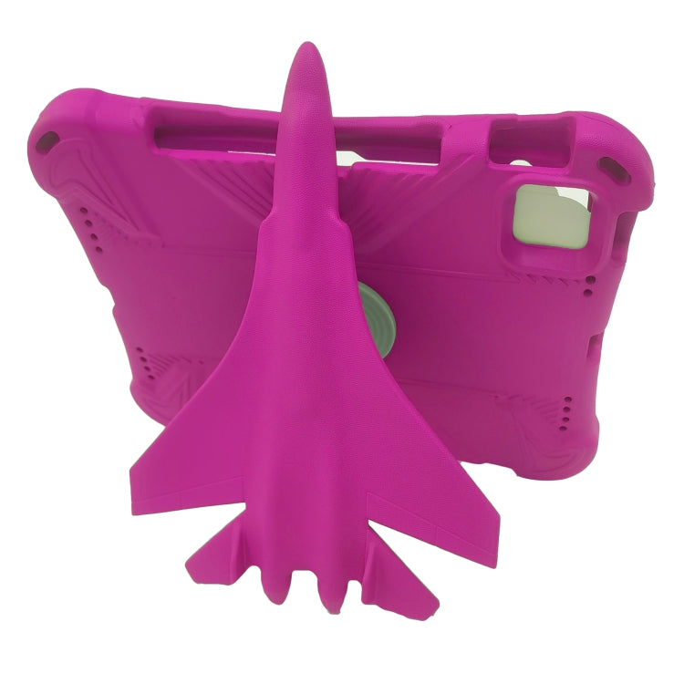 For iPad Air 11 2024 360 Rotation Aircraft Holder EVA Shockproof Tablet Case(RoseRed)