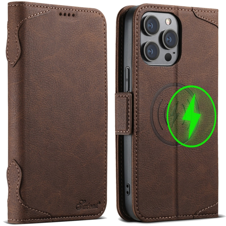 For iPhone 15 Pro SUTENI J07 Multifunctional Horizontal Flip Magsafe Leather Phone Case(Brown)