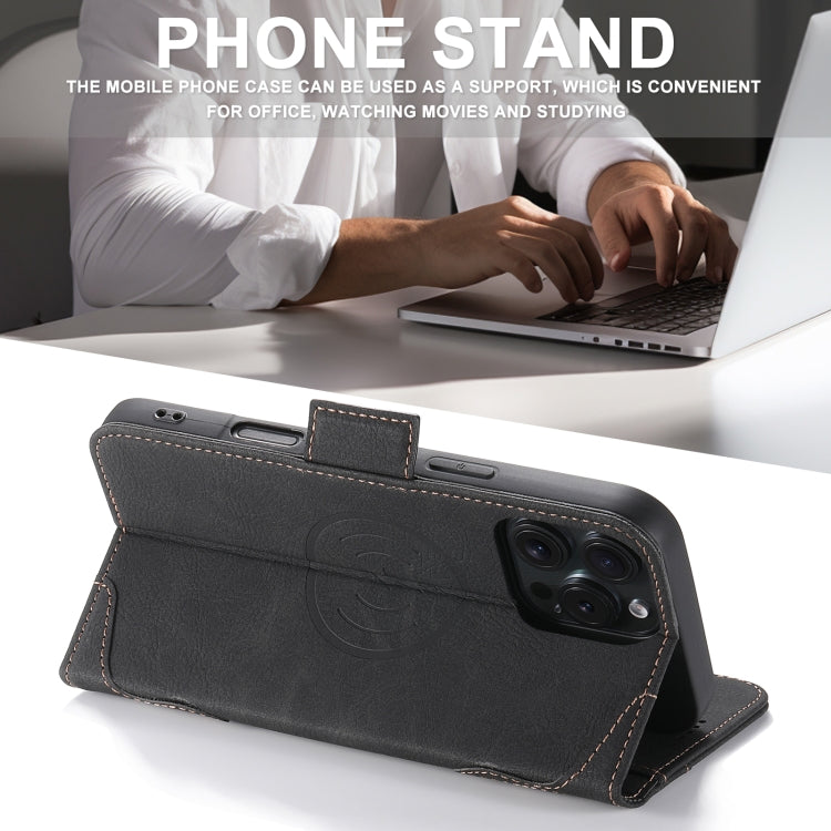 For iPhone 16 Plus SUTENI J07 Multifunctional Horizontal Flip Magsafe Leather Phone Case(Black)