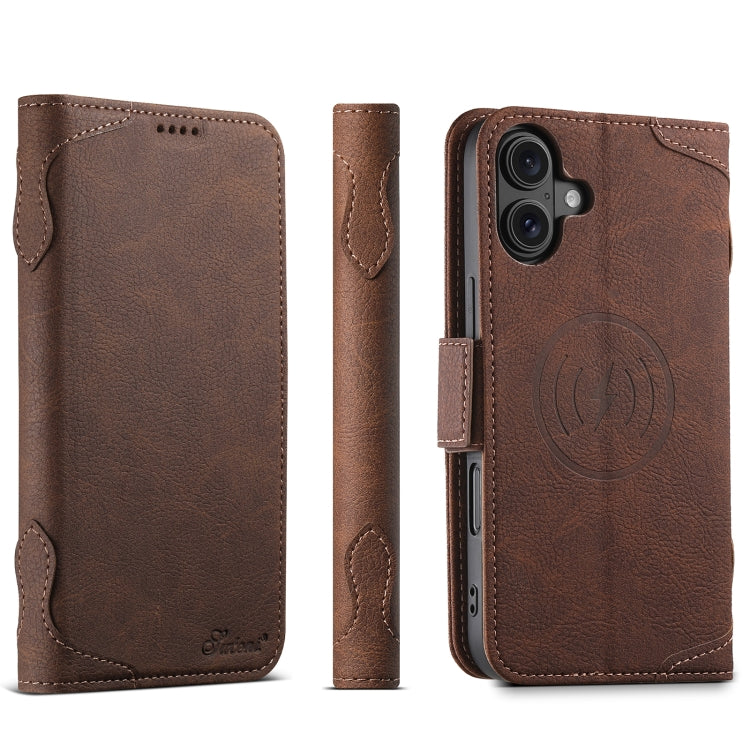 For iPhone 16 Plus SUTENI J07 Multifunctional Horizontal Flip Magsafe Leather Phone Case(Brown)