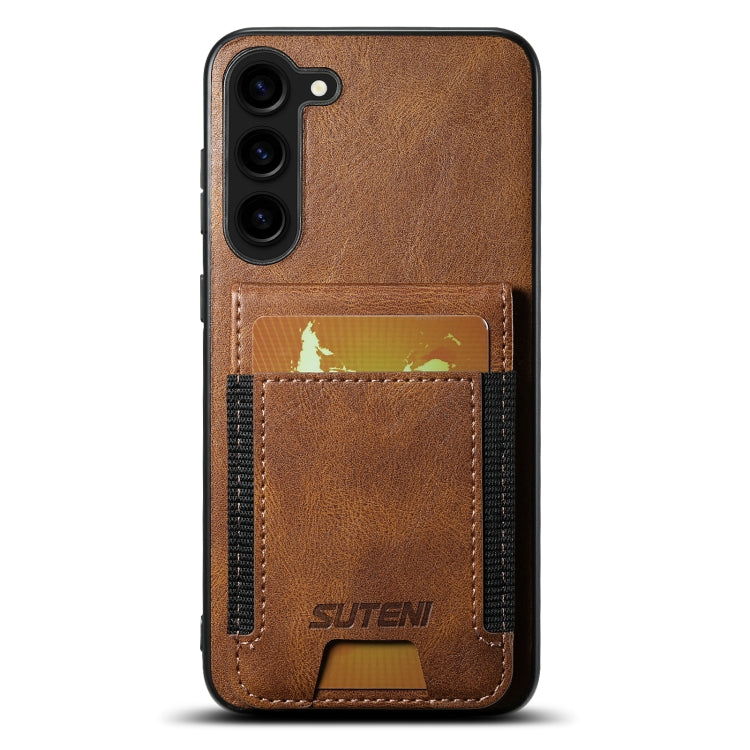 For Samsung Galaxy S24+ 5G Suteni H03 Oil Wax Leather Wallet Stand Back Phone Case(Brown)