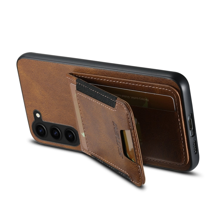 For Samsung Galaxy S24+ 5G Suteni H03 Oil Wax Leather Wallet Stand Back Phone Case(Brown)