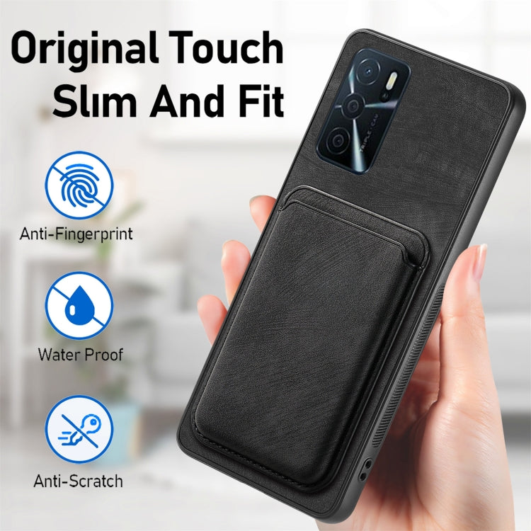 For OPPO Reno8 Z Retro Leather Card Bag Magnetic Phone Case(Black)