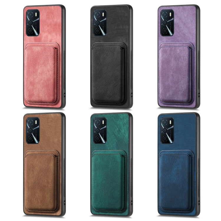 For OPPO F19 Retro Leather Card Bag Magnetic Phone Case(Purple) - OPPO Cases by PMC TechLife | Online Shopping South Africa | PMC TechLife | Buy Now Pay Later Mobicred