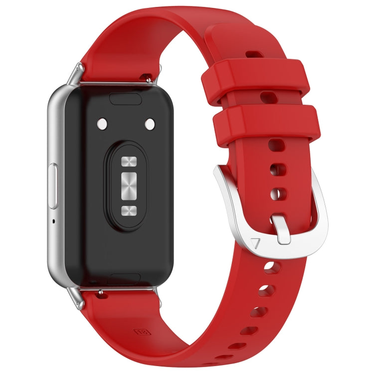 For Samsung Galaxy Fit 3 SM-R390 Metal Connector Liquid Glossy Silicone Watch Band(Red)