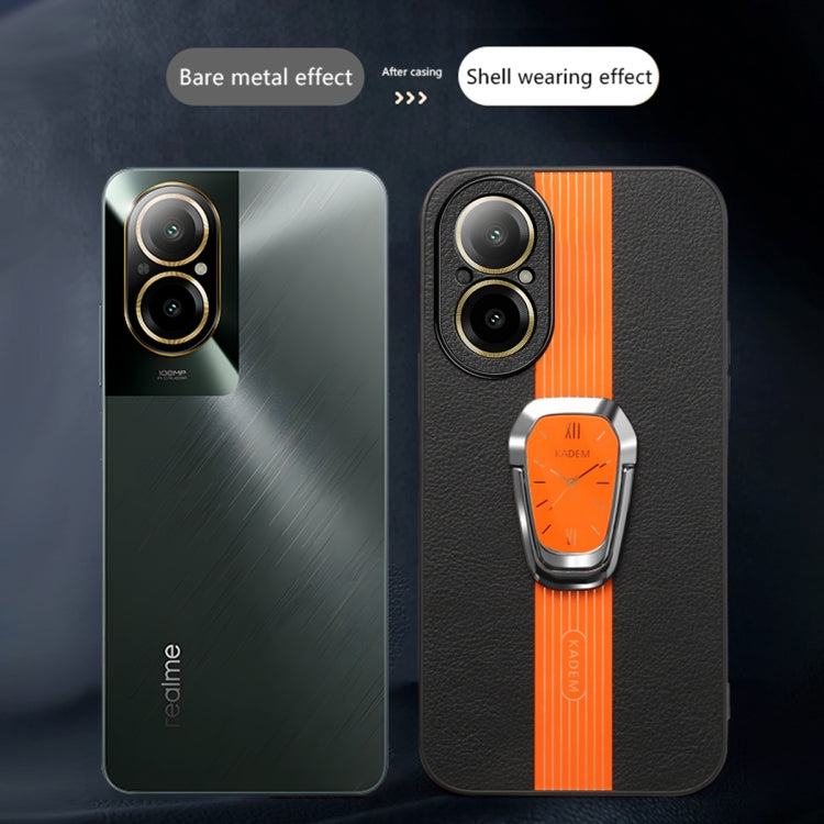 For Realme C67 4G Magnetic Litchi Leather Back Phone Case with Holder(Orange) - Realme Cases by PMC TechLife | Online Shopping South Africa | PMC TechLife | Buy Now Pay Later Mobicred