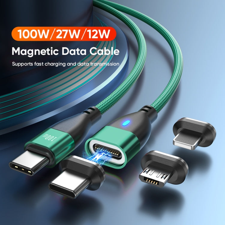 ENKAY 3 in 1 PD100W Type-C to Type-C / 8 Pin / Micro USB Magnetic Fast Charging Cable, Cable Length:1.8m(Black)