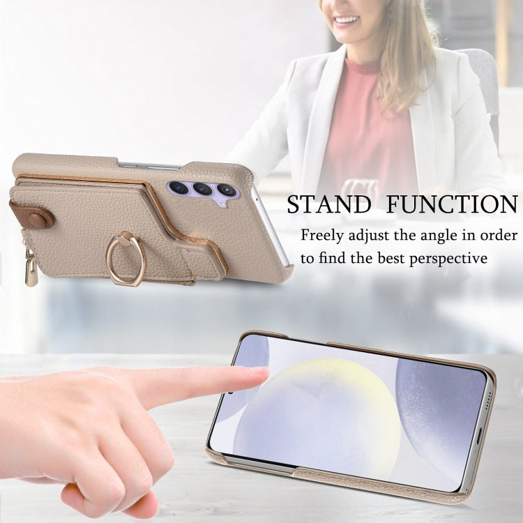 For Samsung Galaxy S24+ 5G Litchi Leather Oil Edge Ring Zipper Wallet Back Phone Case(White)