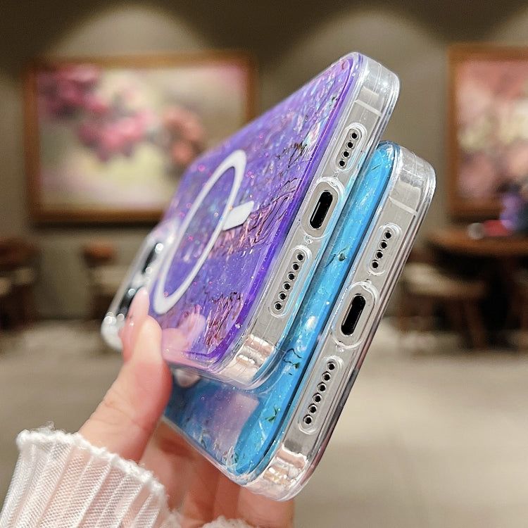 For iPhone 13 / 14 Shell Texture Multicolor MagSafe TPU Phone Case(Sky Blue)