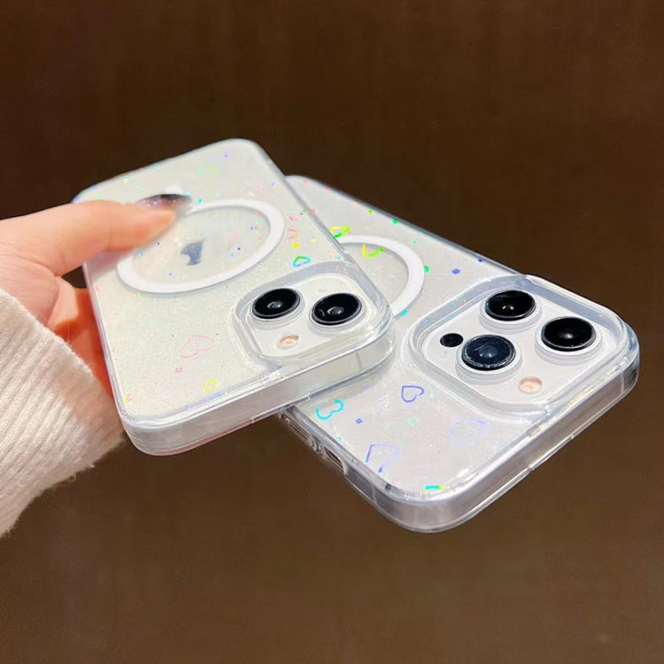 For iPhone 12 Pro Max Laser Love MagSafe TPU Phone Case(Transparent)
