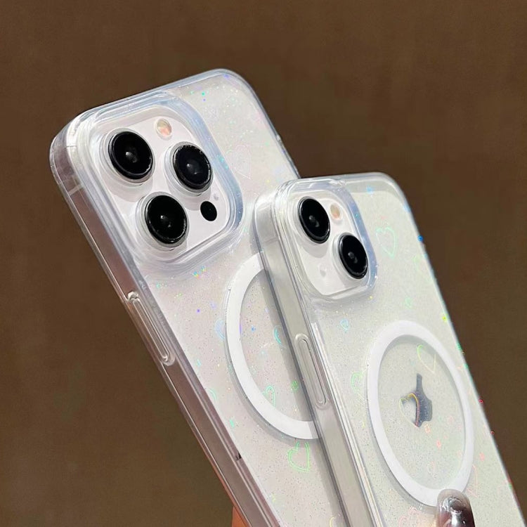 For iPhone 15 Plus Laser Love MagSafe TPU Phone Case(Transparent) - free shipping - PMC TechLife - Order now!