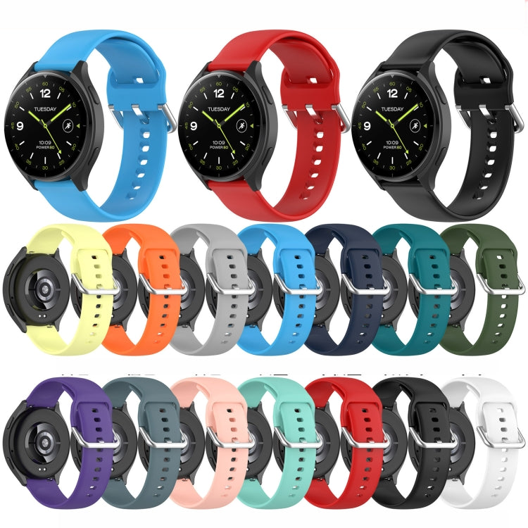 For Xiaomi Watch 2 Solid Color Metal Silver Buckle Silicone Watch Band, Size: L(Black)