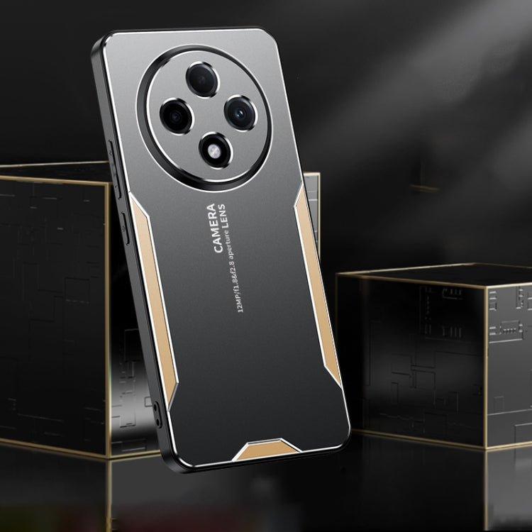 For OPPO A3 Pro Blade Series TPU Hybrid Metal Phone Case(Gold)