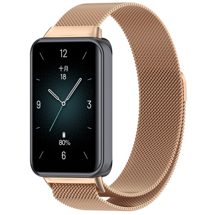 For Honor Band 9 Milan Magnetic Steel Mesh Watch Band(Rose Gold)