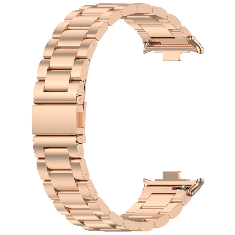 For Redmi Watch 4 / Watch 5 Three Bead Stainless Steel Metal Watch Band(Rose Gold)