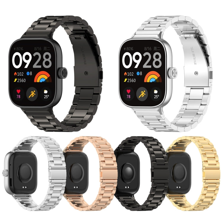 For Redmi Watch 4 Three Bead Stainless Steel Metal Watch Band(Gold)