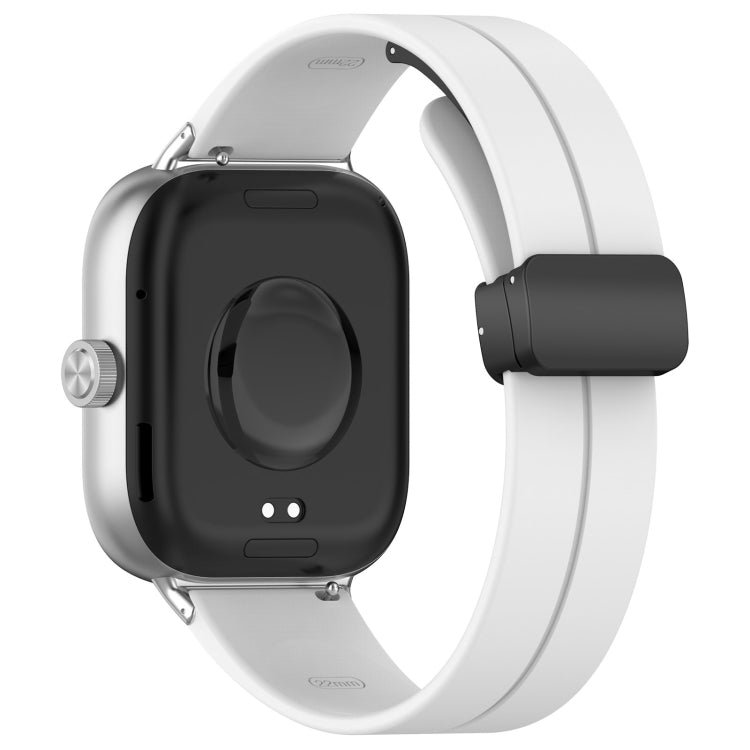 For Redmi Watch 4 Groove Folding Magnetic Buckle Silicone Watch Band(White)