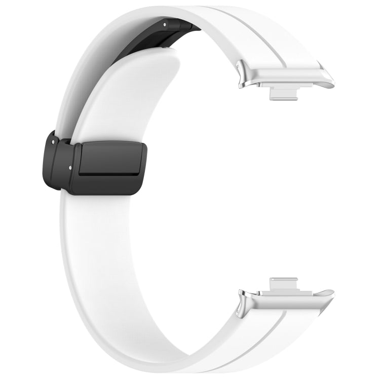 For Redmi Watch 4 Groove Folding Magnetic Buckle Silicone Watch Band(White)