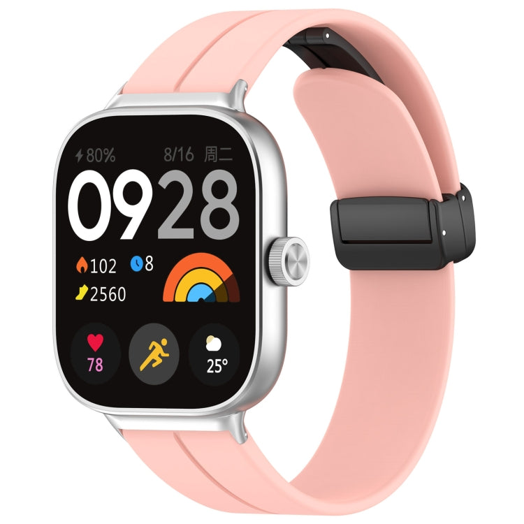 For Xiaomi Mi Band 8 Pro Groove Folding Magnetic Buckle Silicone Watch Band(Pink)