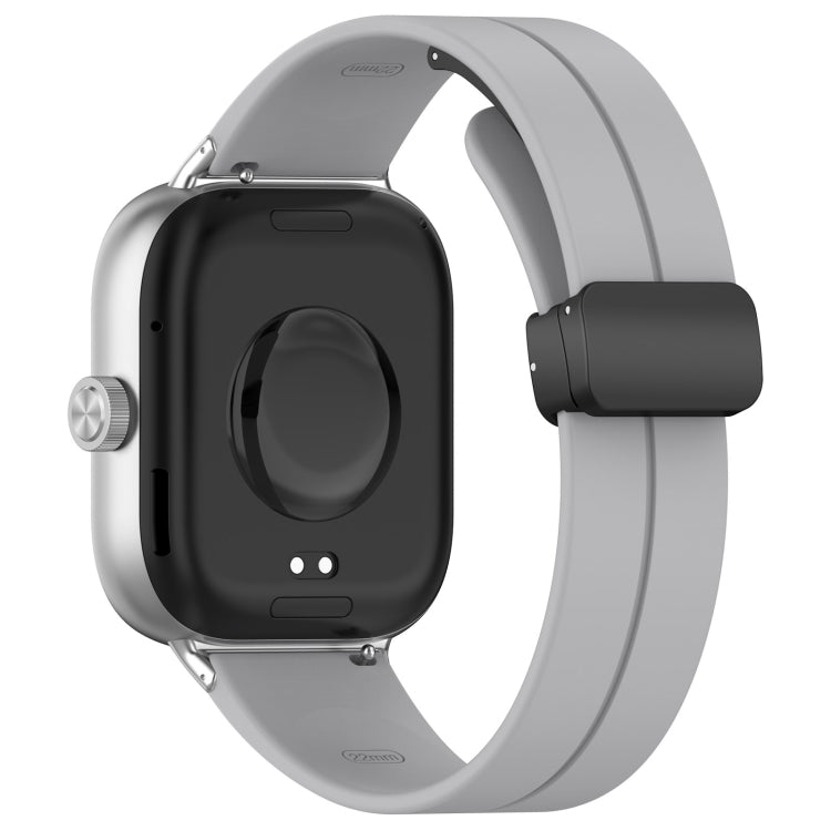 For Xiaomi Mi Band 8 Pro Groove Folding Magnetic Buckle Silicone Watch Band(Light Gray)