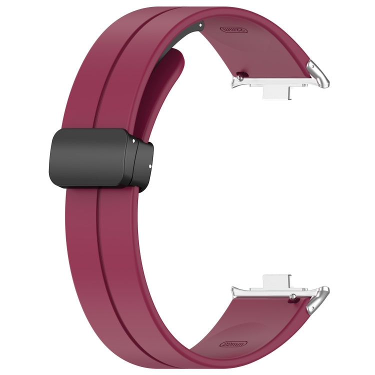 For Xiaomi Mi Band 8 Pro Groove Folding Magnetic Buckle Silicone Watch Band(Wine Red)